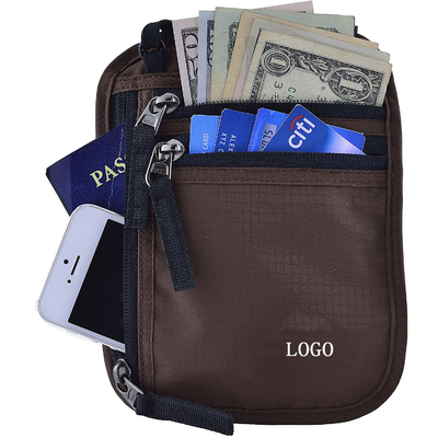 Passport Holder Neck / Money Travel Security Pouch Brown Color