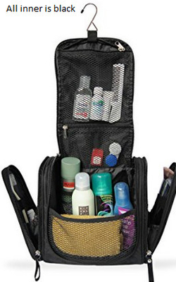 Black Travel Makeup Organizer , Hanging Cosmetic Travel Bag  With Multi Pockets