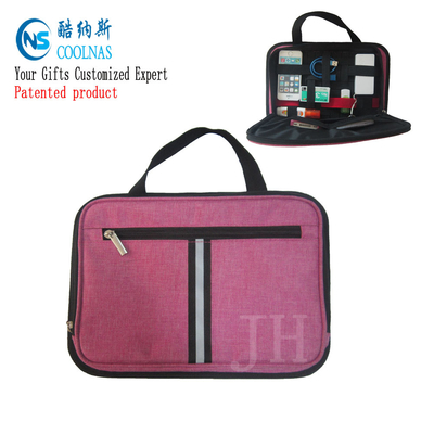 Electronics Travel Organizer Storage Bag , Pink Gadget Case Organizer