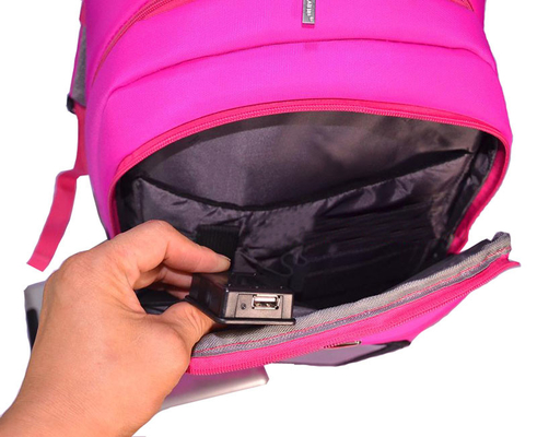 Pink Womens Hiking Solar Charging Backpack With Charger Built In