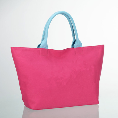 Pink Canvas Tote Shopper Bag Three Small Pockets Inside For Ladies