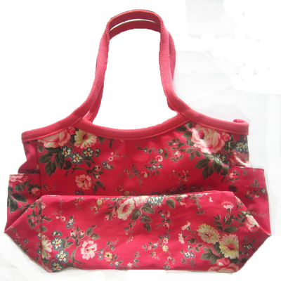 Cotton Red Womens Tote Shopper Bag 600D Full Pattern Size Customized