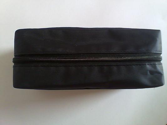 Black Travel Cosmetic Bags , Small Nylon Zipper Pouch For Cosmetic And Coin
