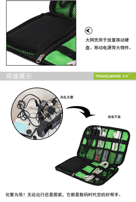 Nylon Travel Storage Bags / Cable Electronics Travel Organizer Bag